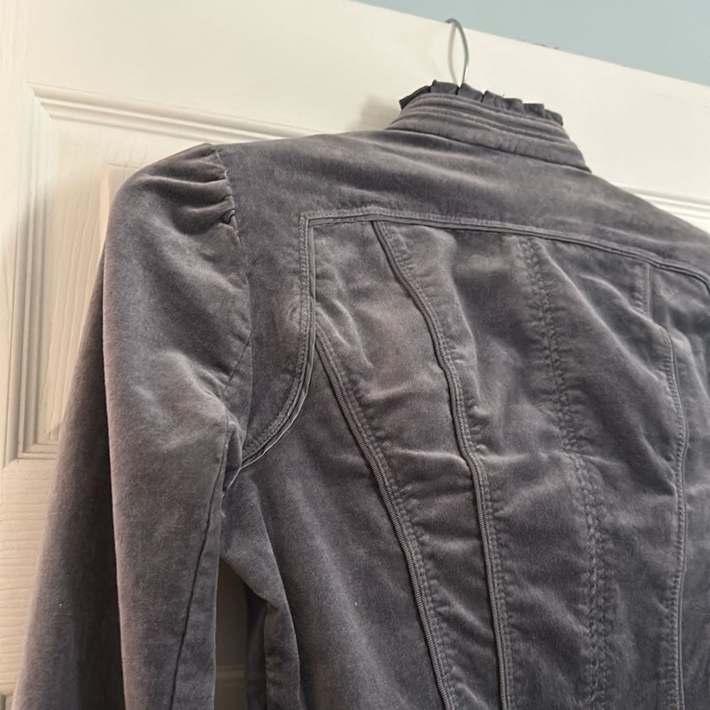 White House Black Market Velvet Blazer Gray/Blue Sz 4 - Picture 3 of 5